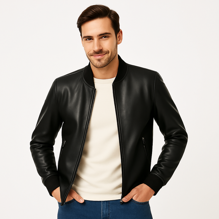 Dalvyn | Men’s Black PU Biker Jacket