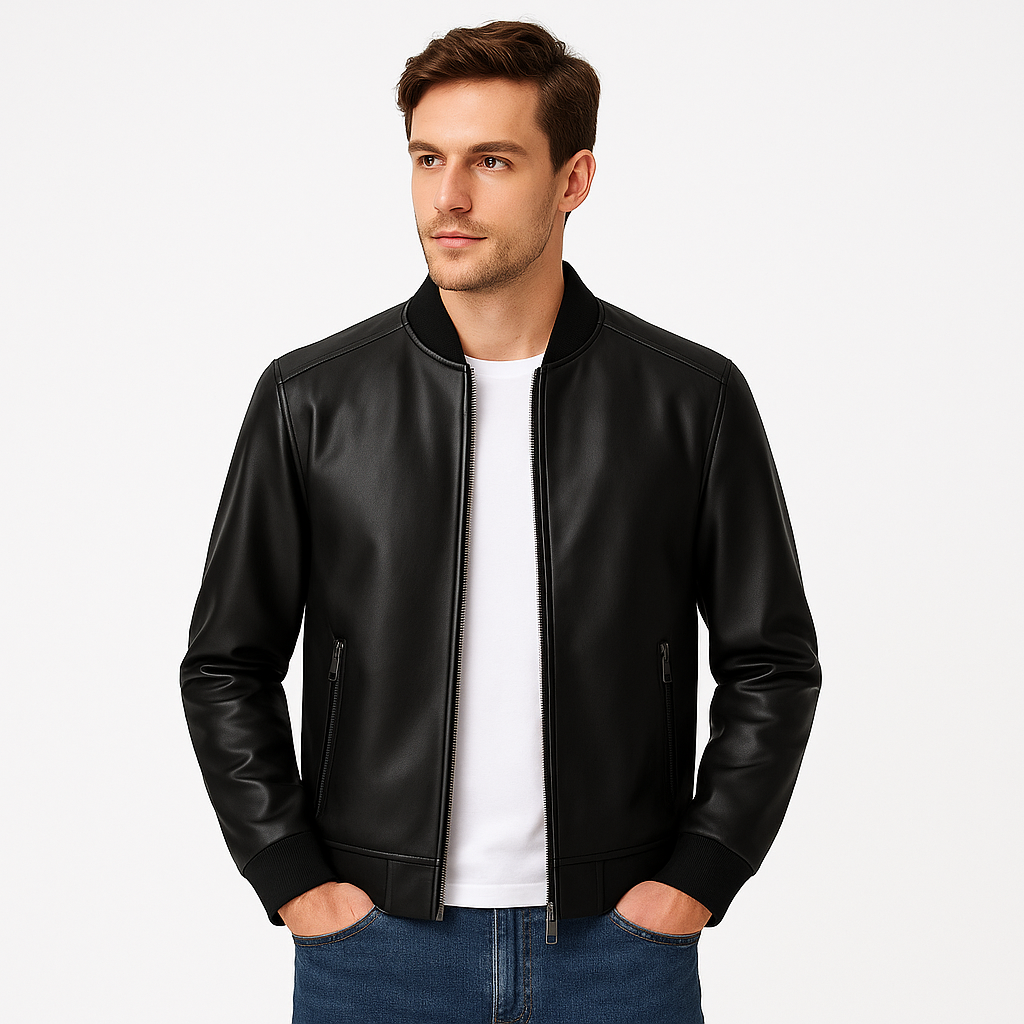Dalvyn | Men’s Black PU Biker Jacket