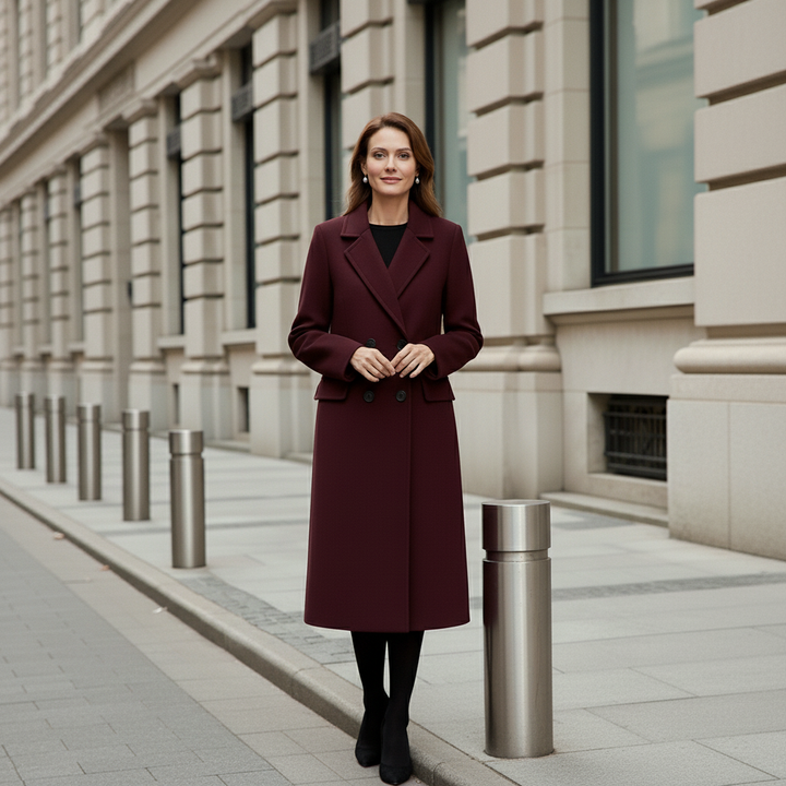 Dalvyn | Burgundy Wool Blend Peacoat