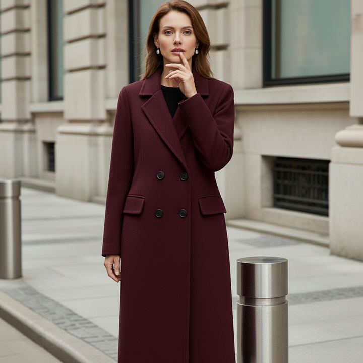 Dalvyn | Burgundy Wool Blend Peacoat