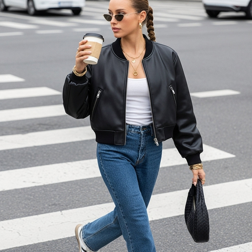 Dalvyn | Faux Leather Biker Jacket