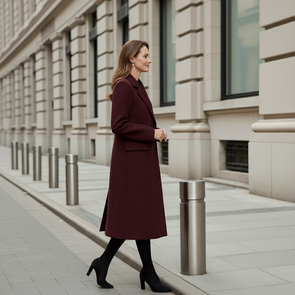 Dalvyn | Burgundy Wool Blend Peacoat
