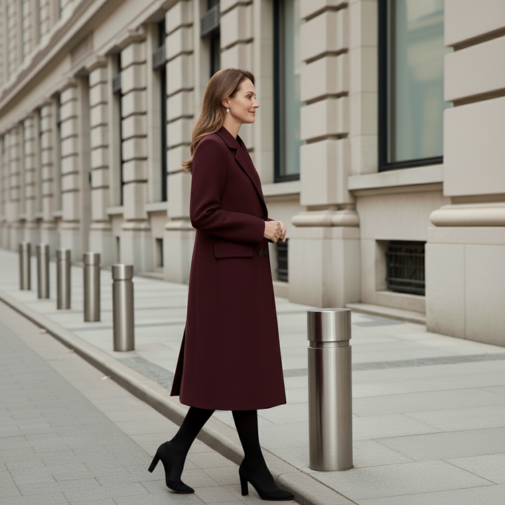 Dalvyn | Burgundy Wool Blend Peacoat