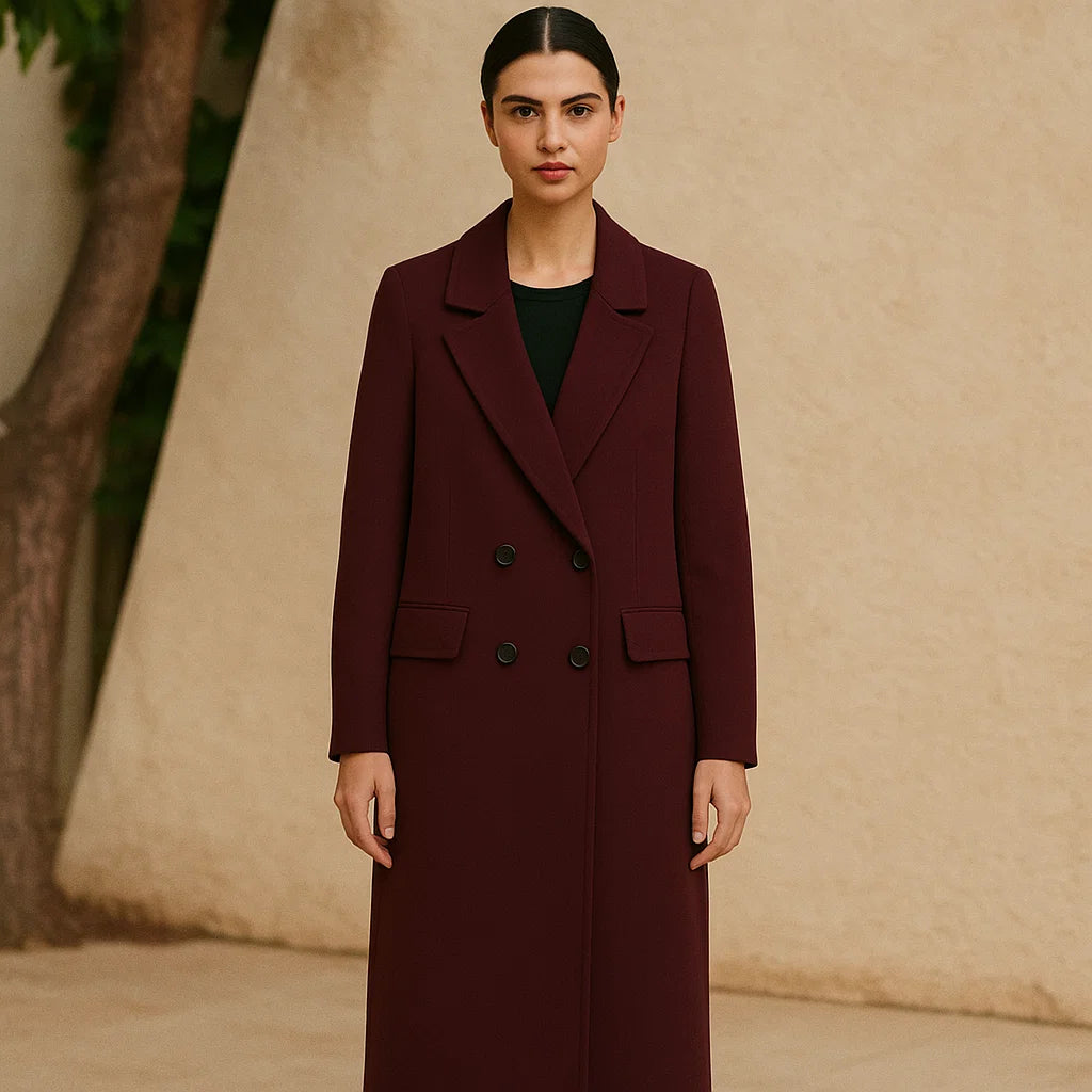 Dalvyn | Burgundy Wool Blend Peacoat
