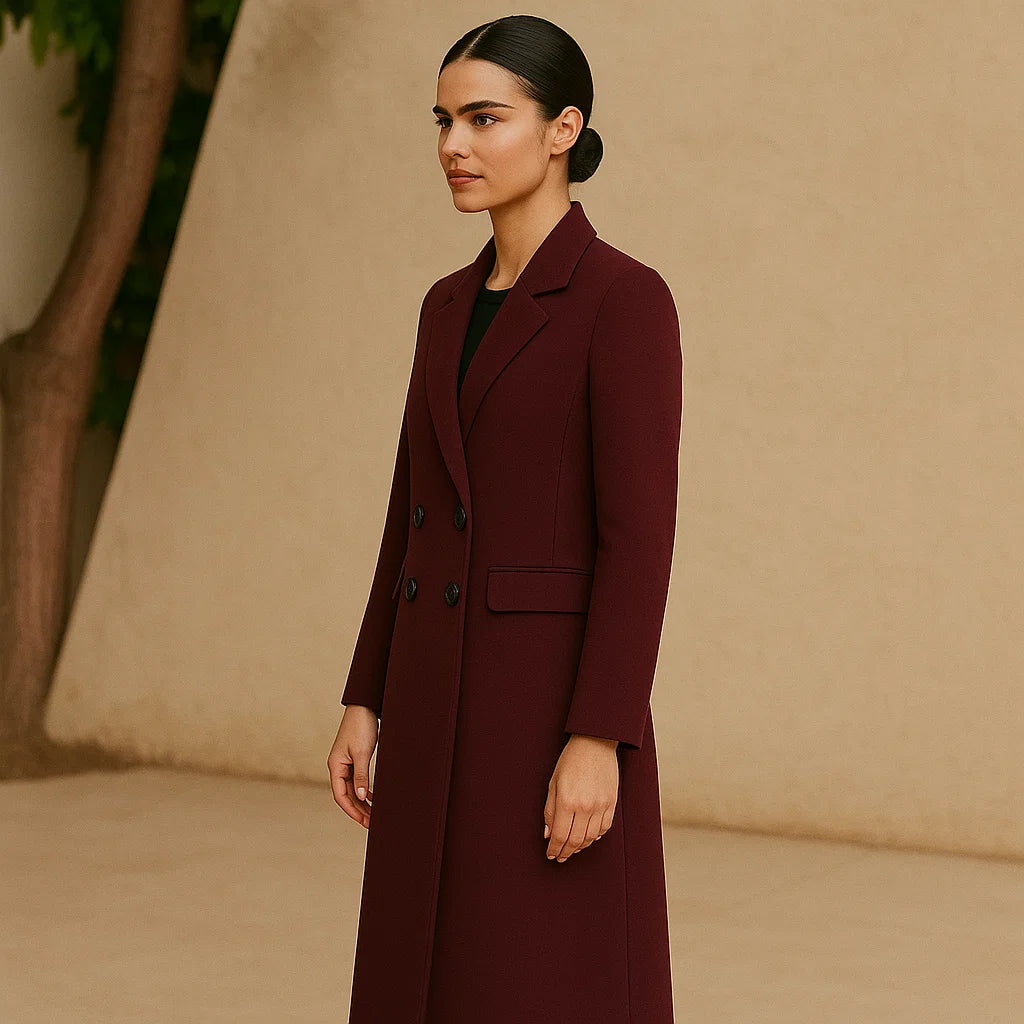 Dalvyn | Burgundy Wool Blend Peacoat