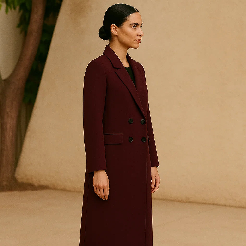 Dalvyn | Burgundy Wool Blend Peacoat